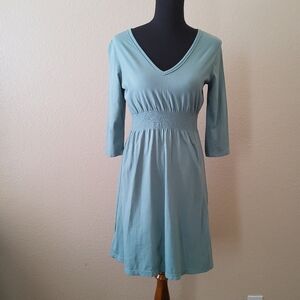 Johnny Was Knit Cotton Midi Sheath Dress Size S Blue New